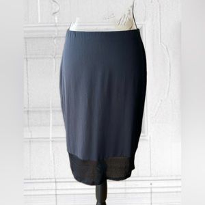 Parallel Pencil Skirt, Sheer Ribbon Hem Detail, Elastic Waist, Nylon Blend - L